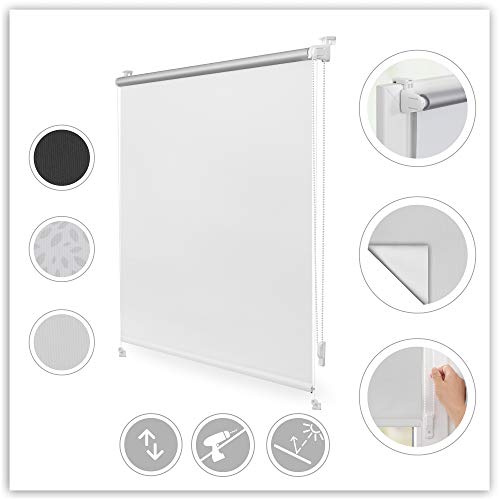 Lichtblick Verdunklungsrollo ohne Bohren Thermorollo Klemmfix Hitzeschutz Sichtschutz Wandmontage Deckenmontage Rollo für Fenster Weiß, 60 cm x 150 cm (B x L)