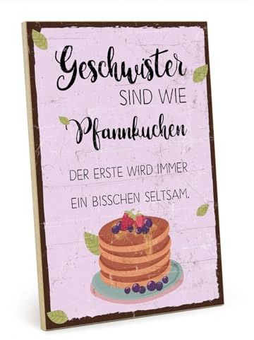TypeStoff Holzschild mit Spruch – Geschwister – im Vintage-Look mit Zitat als Geschenk und Dekoration zum Thema Bruder und Schwester - HS-00763