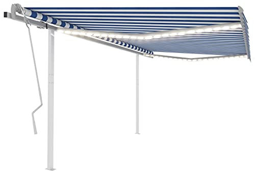 INLIFE Store à bras articulé rétractable avec LED 4 x 3,5 m Bleu et blanc 0021