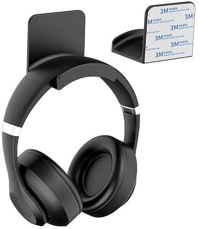 SPORTLINK Headset Halterung Halter - Universal Kopfhörer Haken Wandhalterung Ohrhörer Aufhänger mit [Starkem Klebeband] für Mehrere Geräte, Schreibtisch, Wand, Tisch, Gaming Headphones (Schwarz)