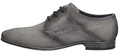 bugatti Sommerschuhe Bequeme Pantoletten im Mix aus Leder und Textil Slipper mit Logo, Grey, 45 EU
