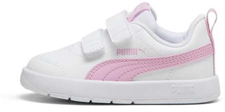PUMA Courtflex V3 V Inf - Sneaker unisex, Puma Bianco Rosa Lilla, 3 UK Child