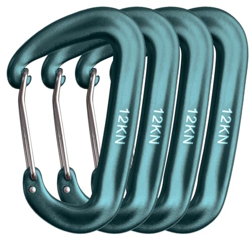 TRIWONDER Karabiner aus Flugzeugaluminium, 12kN Belastbarkeit, Leichter Karabinerhaken Schlüsselanhänger für Hängematten, Camping, Wandern, Angeln (Dunkelgrün - 4 Stück)