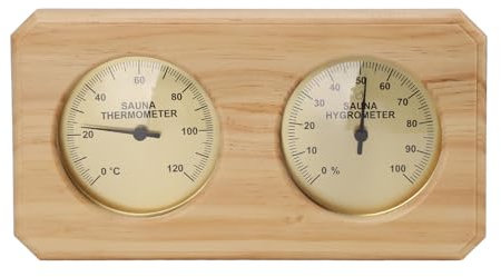 Aladeno Thermomètre et hygromètre de Sauna en Bois 2 en 1 Mesure de la température d'humidité Accessoires de Sauna Thermomètre d'ambiance Thermomètre intérieur Jauge d'humidité