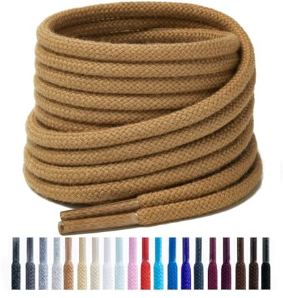 Handshop 2 pares de cordones redondos de algodón para zapatillas de deporte, cordones redondos antideslizantes de 4 mm para calzado deportivo, botas Marrón 80cm