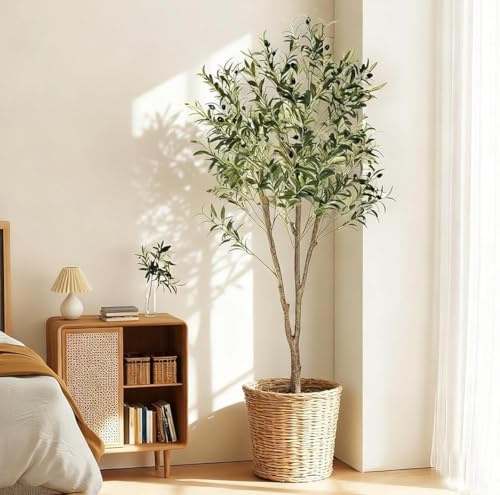 Árbol de olivo artificial, plantas artificiales, plantas artificiales, grandes, olivos, plantas en maceta, árbol de olivo, decoración para interior, casa, salón, oficina, decoración moderna, regalo de