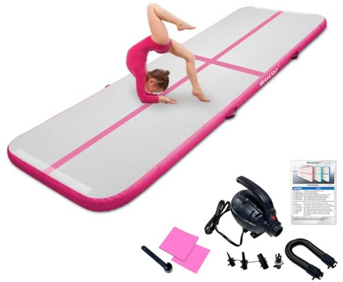 Tappetino Ginnastica Artistica Air Tumble Track 3m/4m/5m, Tumbling Mat con Pompa Elettrica, 10cm Spessore, Antiscivolo Tappeto Gonfiabile per Ginnastica, Cheerleading, Yoga e Fitness Casa