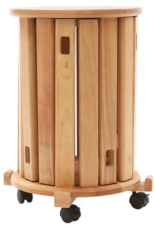 Dettchan Lot de 4 tabourets empilables multifonctions en bois de cerisier avec 4 roues - Pour la maison, le bureau, le salon, la chambre à coucher, la salle à manger - 36 x 54 cm