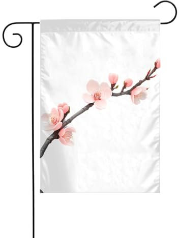 AEKGOHP Poteau de drapeau de jardin avec imprimé fleurs de prunier, décoration double face, 30,5 x 45,7 cm