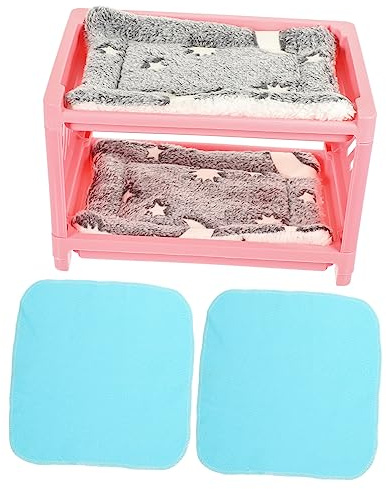 NOLITOY Lit Double Couche pour Hamster Et Chinchilla en Plastique, Cachette Amovible, Lit pour Lapin Domestique Petit Format, Rose Fuchsia, Adapté Aux Petits Rongeurs Et Animaux De Compagnie