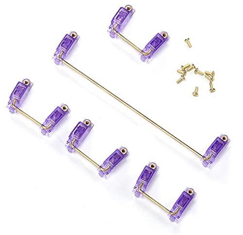 HUSHUI Mekaniskt Tangentbordsstabilisatorset med Guldpläterade Skruvar för DIY 61/64/87 Anpassning och Förbättrad Prestanda (Genomskinlig lila)