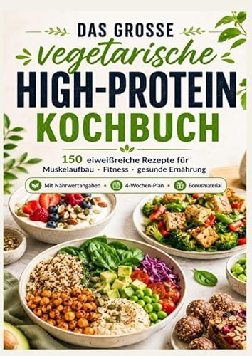 Das vegetarische High-Protein-Kochbuch Eiweißreiche Rezepte für Muskelaufbau, Fitness & gesunde Ernährung: Mit Nährwertangaben · 4-Wochen-Plan · Bonusmaterial