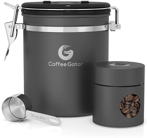 Coffee Gator Coffee Canister 1300 ml & 300 ml, Airtight Food Storage Containers for Coffee Beans, Ground, Sugar, Tea, Flour, Rice, Cereal