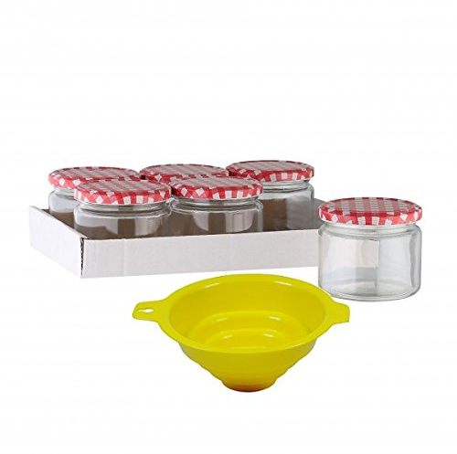 6 Marmeladengläser 330ml Einmachgläser mit Deckel + 1 Einmachtrichter