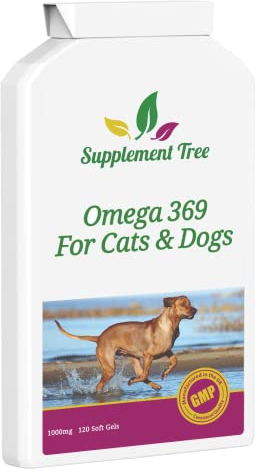 Omega 3 6 9 Fish Oil Complex for Dogs & Cats 120 Soft gels | Supplement With Added Vitamin E | Support Healthy Skin & Coat, Healthy heart, Joint & Immune System Function In Pets