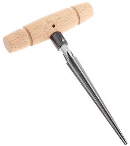 Alnicov Escariador cónico de mano de madera con mango en T cónico de 4 chaflanes estriados para guitarra, herramienta de corte para carpintería