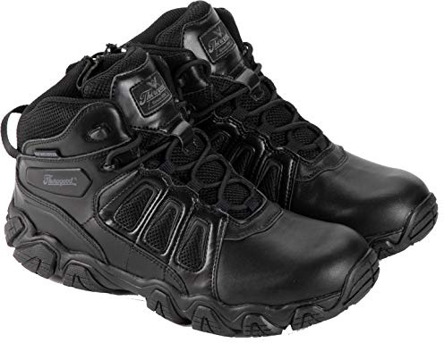 Thorogood Crosstrex 6” BBP Waterproof Black Tactical Boots for Men with Zipper - Breathable Polished Leather and Mesh with Comfort Insole and Traction Outsole; ASTM Rated, Black - 10.5 M