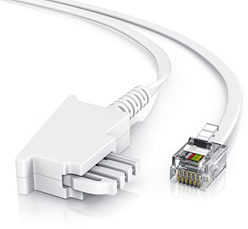 CSL - 20m Telefonkabel TAE-F Stecker auf RJ11 Stecker - Int. Norm 6P4C / 4-polig belegt - Flachkabel - von analoger Telefondose zum Telefon Fax Modem Router Anrufbeantworter, 20 Meter weiß