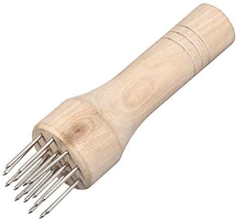 sourcing map Stainless Steel Meat Tenderizer, Meat Mallet Needle Nails Kitchen Tools with Wooden Handle for Tenderizing Meats Steak Fish Chicken, White