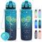 Dosurer Trinkflasche, 1l, 700ml, 500ml Trinkflasche Kinder Auslaufsicher, Wasserflasche mit Motivierender Zeitmarkierung, BPA Frei Tritan Sportflasche für Schule, Sport, Fahrrad, Arbeit, Fitness