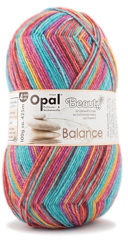 Opal Beauty Balance (425m) 4-Ply Yarn - Wool-Blend, for Knitting Wonderfully Warm Socks, 11402, 1 x 100g
