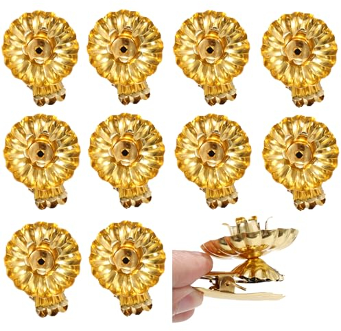 Goldyida 10 Stück Kerzenhalter mit Clip in Schweifform Baumkerzenhalter für Weihnachtsbaum Kerzenhalter in Zapfenform mit Clip Baumkerzenhalter Clip Kerzenhalter Baumklemmen (Golden)