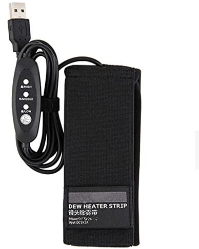 Calentador de condensación USB para lentes, calentador de condensación – Elimina el rocío calentadores con 3 ajustes de calentamiento para cámaras digitales, tiras calefactoras de condensación USB