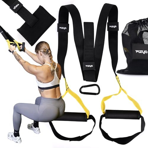Fizyo TRX Sangles d'exercice élastiques, entraînement de résistance du corps entier, parfait pour les femmes et les hommes, adapté pour l'exercice à la maison et les voyages, sangles de suspension