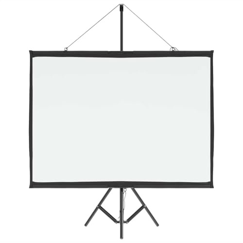 Gecheer projektorduk med stativ, presentationsvägg, hemmabio, rullgardinsduk, stativduk, projektorduk, 150 cm 4:3