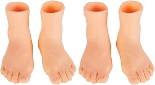 Lot de 2 paires de petits pieds pour les doigts, chaussures à doigts, marionnettes à doigts, petits pieds réalistes gauche et droit pour le plaisir, adultes et adolescents, kits fantaisie et amusement