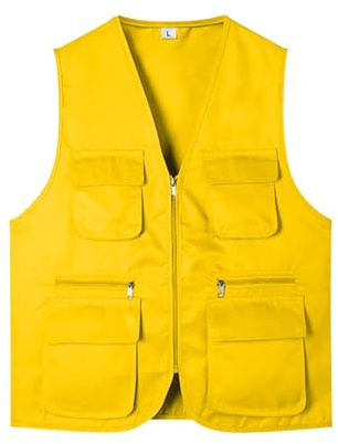 Yunshenla Gilet Sans Manche Personnalisable Homme Femme Zippé Gilet de Peches Multipoches Photography Vest Respirant Vêtements De Travail Unisex, Personnalisé avec Votre Texte/Logo, Légers(#16)