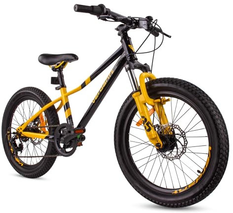 sun baby Jungenfahhrad 20 Zoll Verdant Jungen Bike Leicht Radgröße zur Auswahl 6 Gang Shimano Kinderfahrrad von 6 bis 10 Jahre verstellbare (Schwarz Gelb)