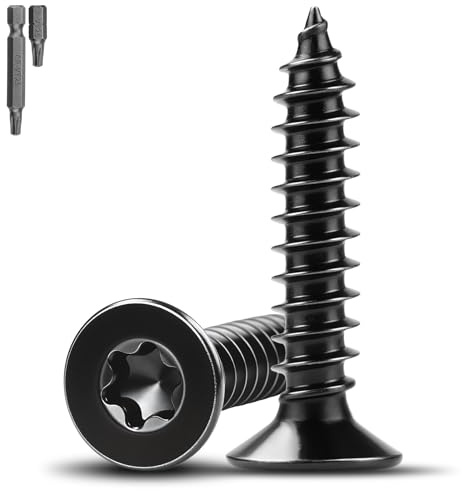 Mbsomnus 55 Stück Holzschrauben Schwarz Senkkopf M5x30 mm Schrauben Edelstahl A2 V2A Akustikpaneele Schrauben Holzschrauben Torx Vollgewinde Selbstschneidende Spanplattenschrauben für Möbelmontage