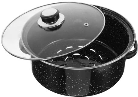 Luxshiny Pentola Con Smaltata Pentola Versatile Casseruola Con Pentole Smaltate Da Fattoria Nera Distribuzione Uniforme Del Calore Per Cucinare