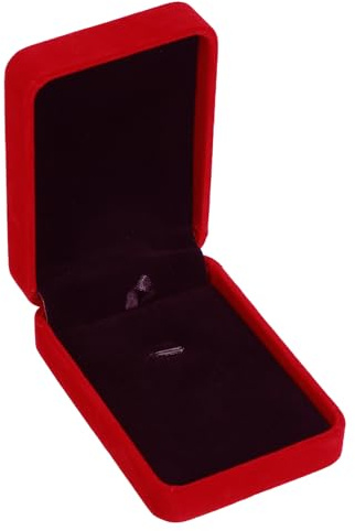 PATIKIL Scatola Portacollana In Velluto, Portagioie Vintage Con Singolo Scomparto Per Matrimonio Fidanzamento Proposta Cerimonia Anniversario Stile 2, Rosso E Nero