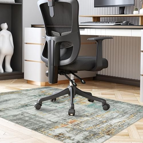 Famibay Tappetino per sedia da ufficio per pavimenti duri, 90 x 120 cm, colorato, grigio, tappetino protettivo per pavimento in gomma, antiscivolo, lavabile