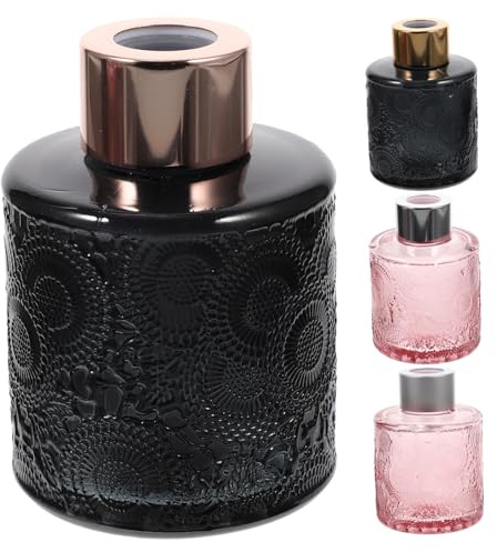 CVUTOVO 4pcs Embossed Diffuser Bottles with Scented Sticks for Bedroom Home Decor Refillable Perfume Containers in Pink and Gray Compact with Smooth Rounded Openings Random Color