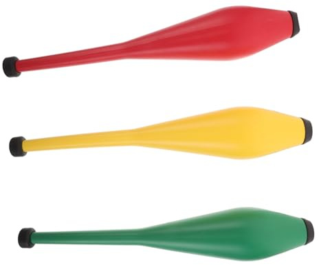 Mikinona 3pcs Juggling Club Pin Lightweight Circus Juggling Equipment for Adults and Safe Beginner-friendly Acrobatic Stick Training Props in Red Yellow Green for Indoor Outdoor
