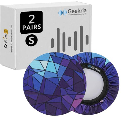 Geekria 2 paia di copriorecchie in tessuto flessibile, certificati per la sicurezza del prodotto, lavabili ed elastici, protezioni sanitarie per cuffie on-ear, cuscinetti antisudore per palestra