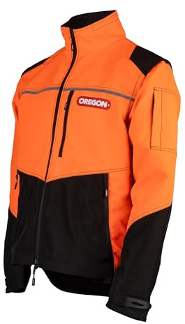 Oregon Protect Pro Varseljacka, Reflekterande, Vattentålig, Allväders, Stretchmaterial, Proffskvalitet för Användning av Motordrivna Verktyg, Skogs- och Friluftsarbete, Orange/Svart, Storlek XL