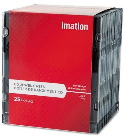 Imation – CD/DVD slimmat smyckesfodral, 5-5/8 tum x 3/16 tum x 4-15/16 tum, 25/person, klar/BK, säljs som ett paket, IMN 41017