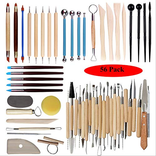 56-teiliges Modellierwerkzeug Clay Sculpting Tools, Keramikwerkzeug, Schnitzwerkzeuge, Skulptur, Modellierung, für Skulptur, Ton, Malerei, Stein, Modelliermasse, Prägung, Nail Art, DIY