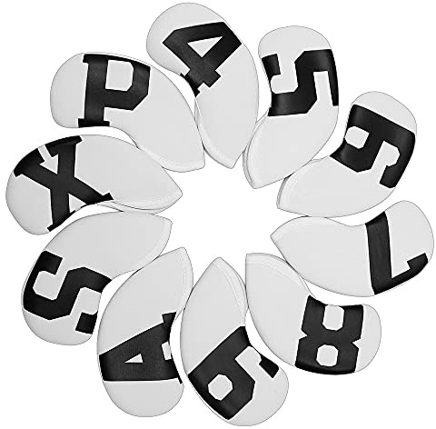 Lot de 10 housses de protection imperméables en néoprène pour clubs de golf - Blanc