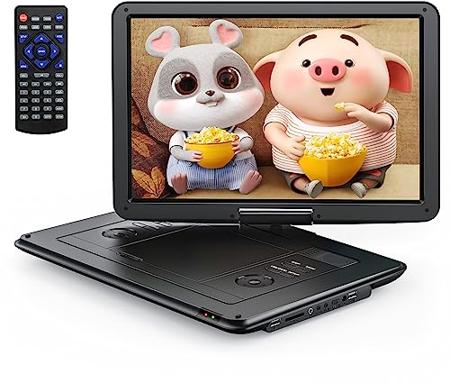 YOTON 16.9 Portable DVD Player with 14.1 HD Swivel Screen for Car, 4-6 Hours Playtime with Battery, Smart Memory Playback, USB/SD Support [Blu-ray Not Supported]