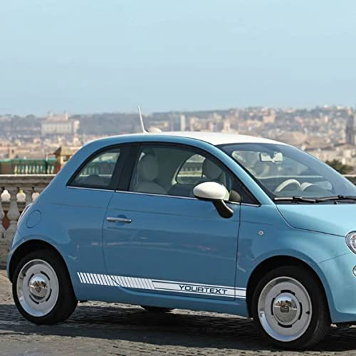 Seitenstreifen Aufkleber Set passend für Fiat Abarth 500 595 - Auto Aufkleber Dekorstreifen - mit WUNSCHTEXT(Variante 2)