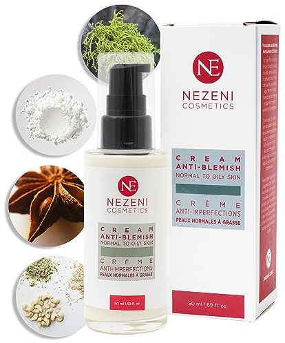 Nezeni Crema Acné Facial Con Ácido Shikimico – 50 ml | 11 Principios Activos | AntiAcné | Vegano | Para Pieles Grasas y Acnéicas | BAJO EN CONSERVANTES