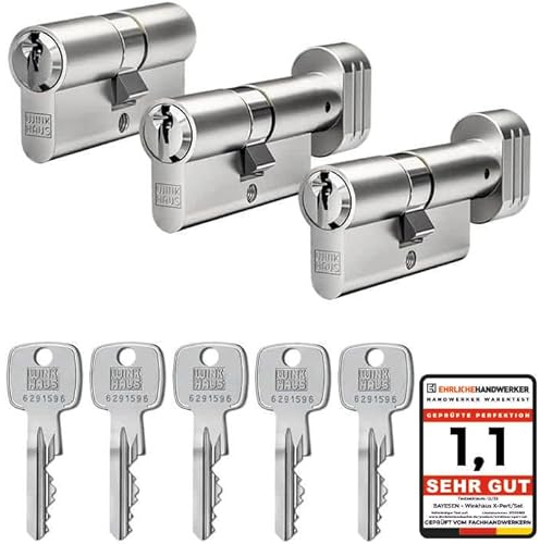 Winkhaus X-pert Profilzylinder, Knaufzylinder, Halbzylinder, Schließsystem Türzylinder Schließzylinder Zylinder Turschloss verschiedene Längen Set (3er Set | 1 Profilzylinder & 2 Knaufzylinder)