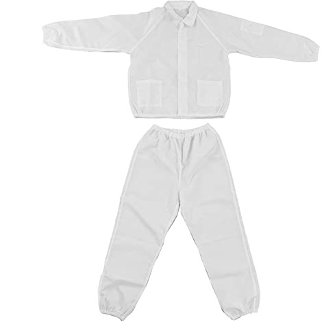 Tute protettive monouso, tuta da lavoro protettiva, tuta da lavoro protettiva in poliestere antistatico Design diviso bianco per officina(XXL)