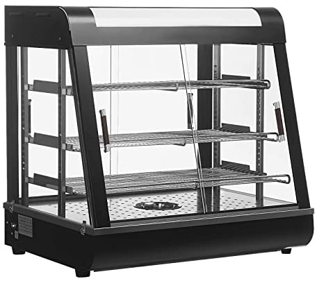 Whalefall 3-Tier Food Warmers Countertop, 27 Commercial Warm for Food Pizza Warmer w/ 3D Heating with Stainless Frame Sliding Glass Doors Pastry Display Case for Buffet Restaurant