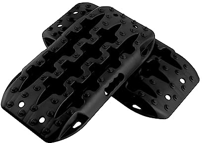 GYMAX 2 Planchas Desatasco Set, Accesorios Todoterreno para Arena Barro Nieve, Barro, Placas de Arena para Arrancar, Alfombrillas de Tracción de Recuperación (58 x 31 x 6 cm,Negro)